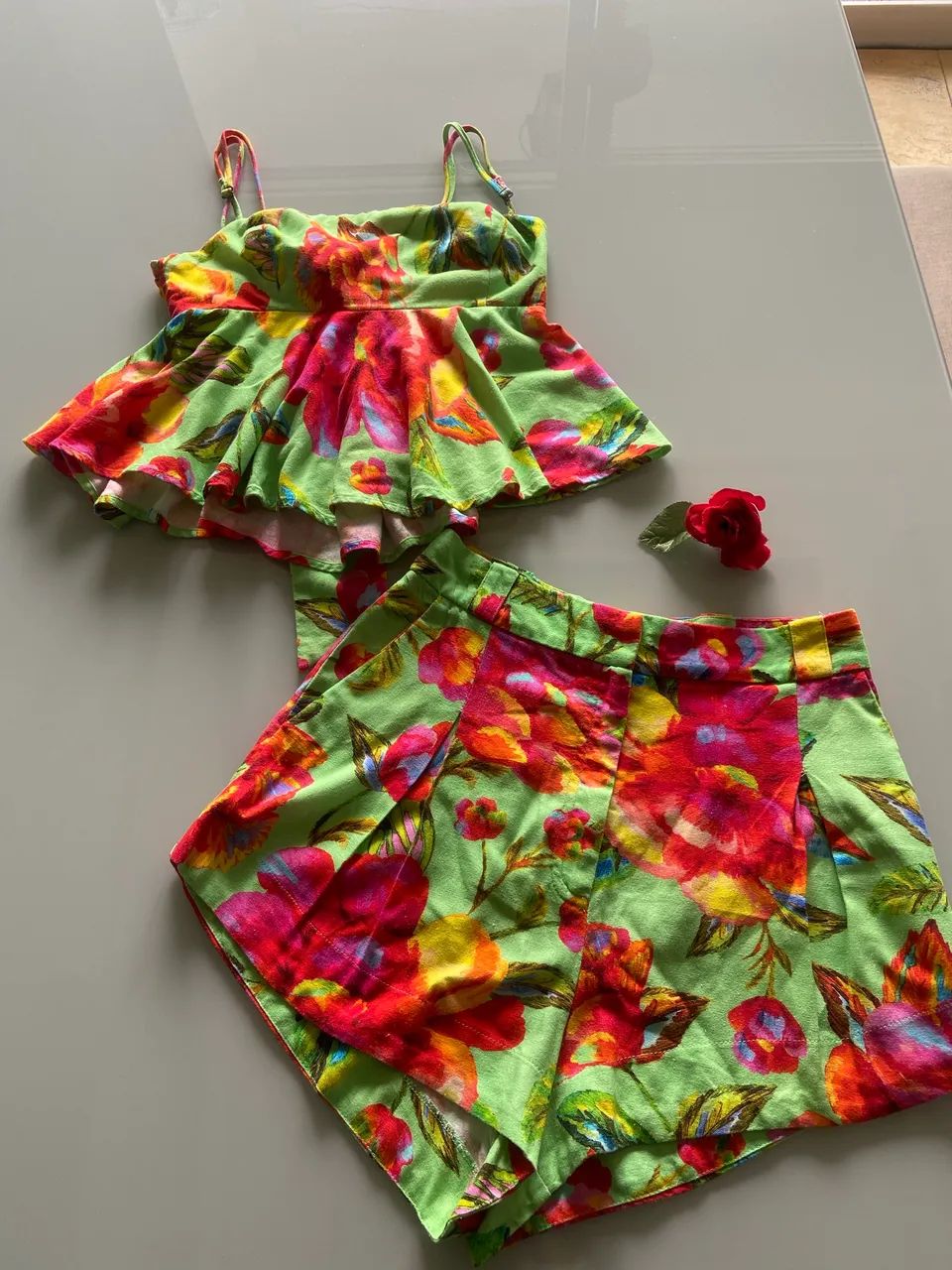 Conjunto FARM short e batinha, tamanho PP - Foto 2