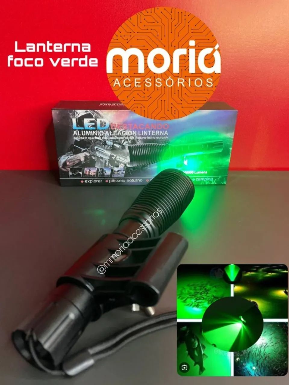 Lanterna Foco Verde Recarregáveis 3000 lumens - Foto 2