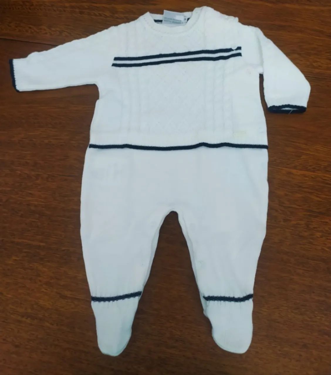 Macacão Infantil Branco Com Listras