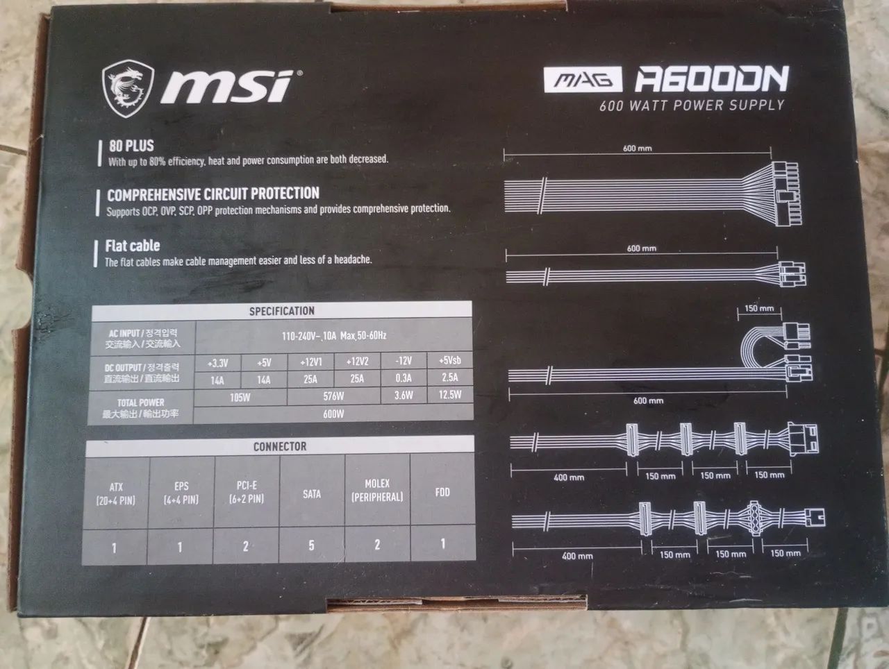 Fonte MSI Mag 600w 80 Plus Bronze Nova! - Foto 4