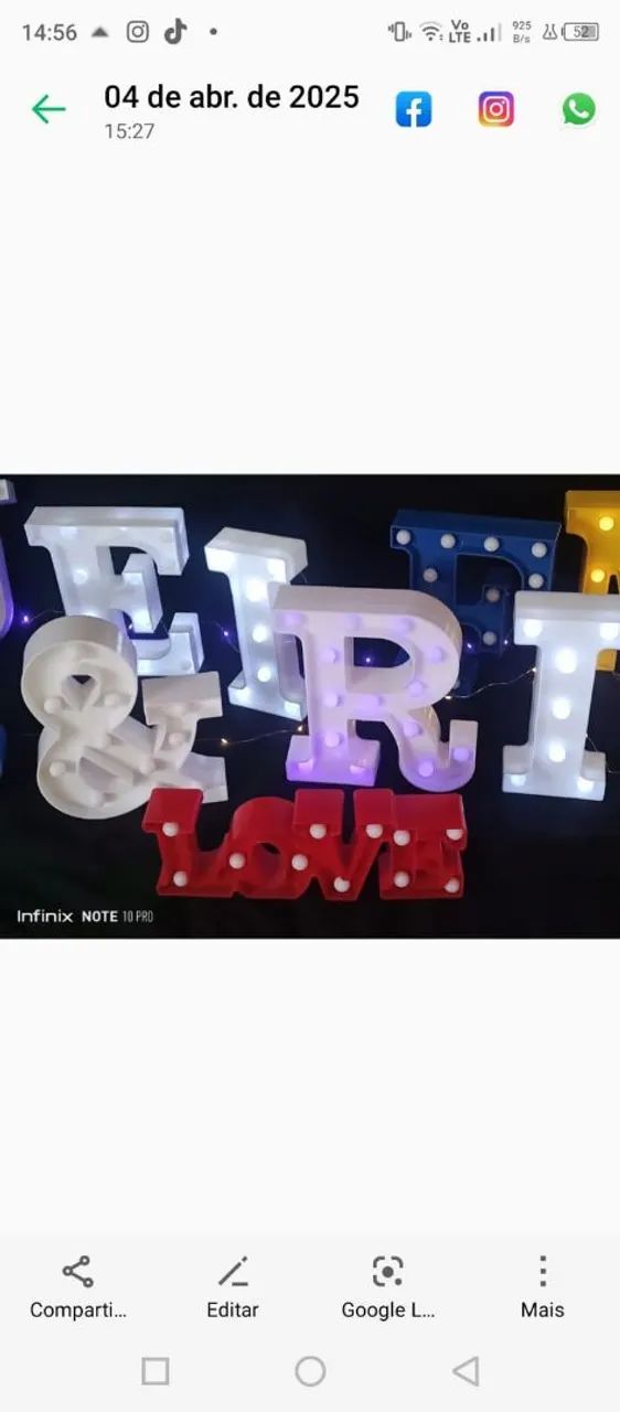 Luminárias em formato de letras e números queima de estoque