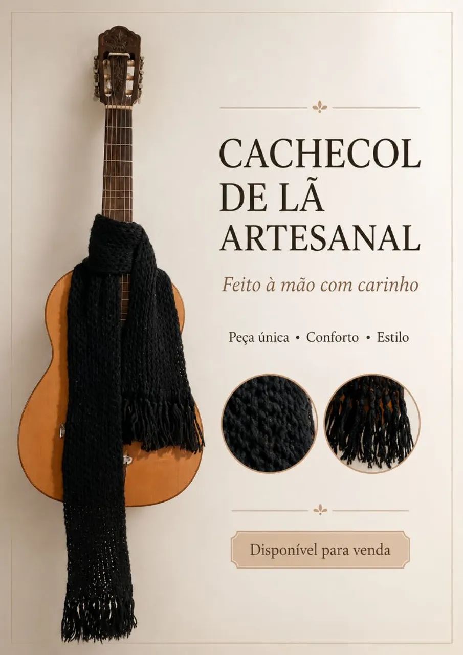 Cachecol de lã tear Artesanal  - Foto 4