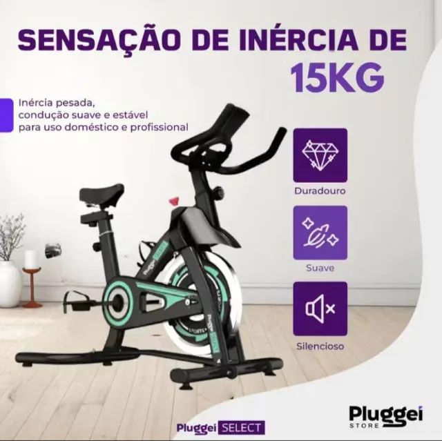 bicicleta spinning ergométrica mecânica com monitor suporta até 150kg - pluggei select 