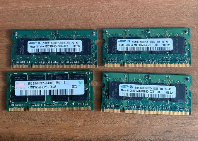 Memória DDR2 NOTEBOOK - KIT COM 4 MÓDULOS