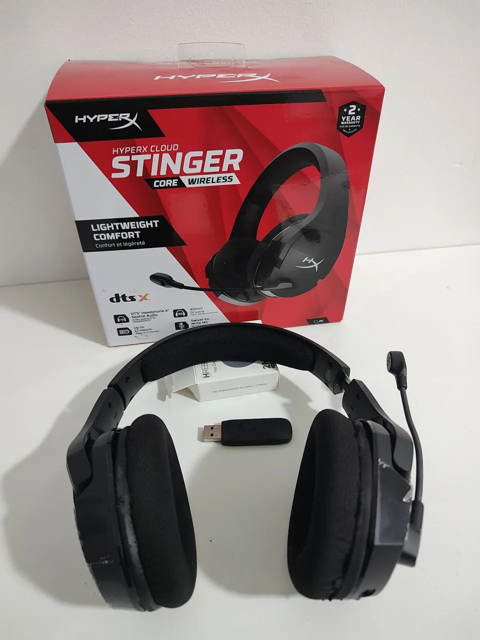 Headset Gamer HyperX Cloud Stinger Core Wireless com Dongle e Caixa