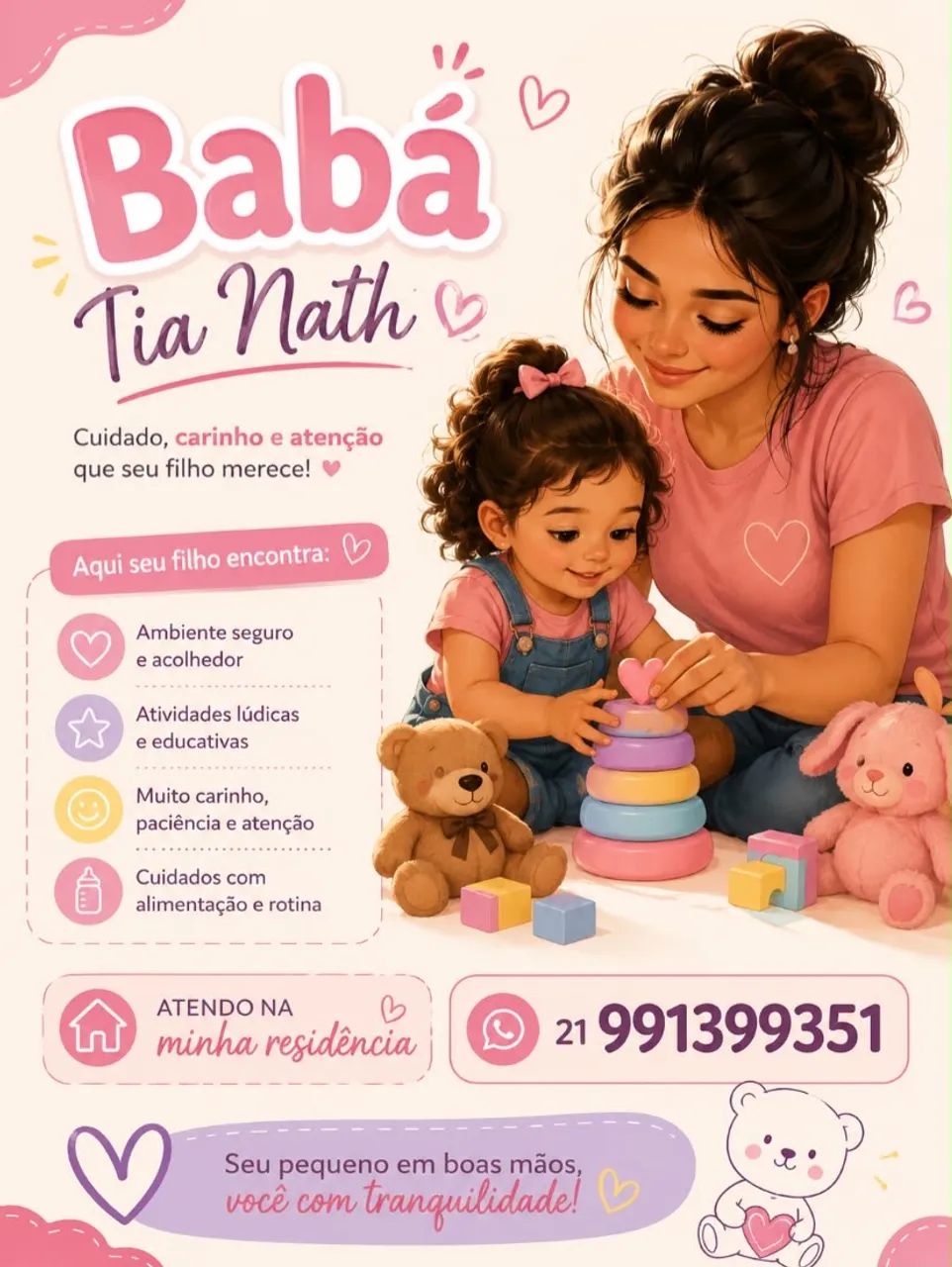 Procura se uma babá? Só chamar no zap abaixo