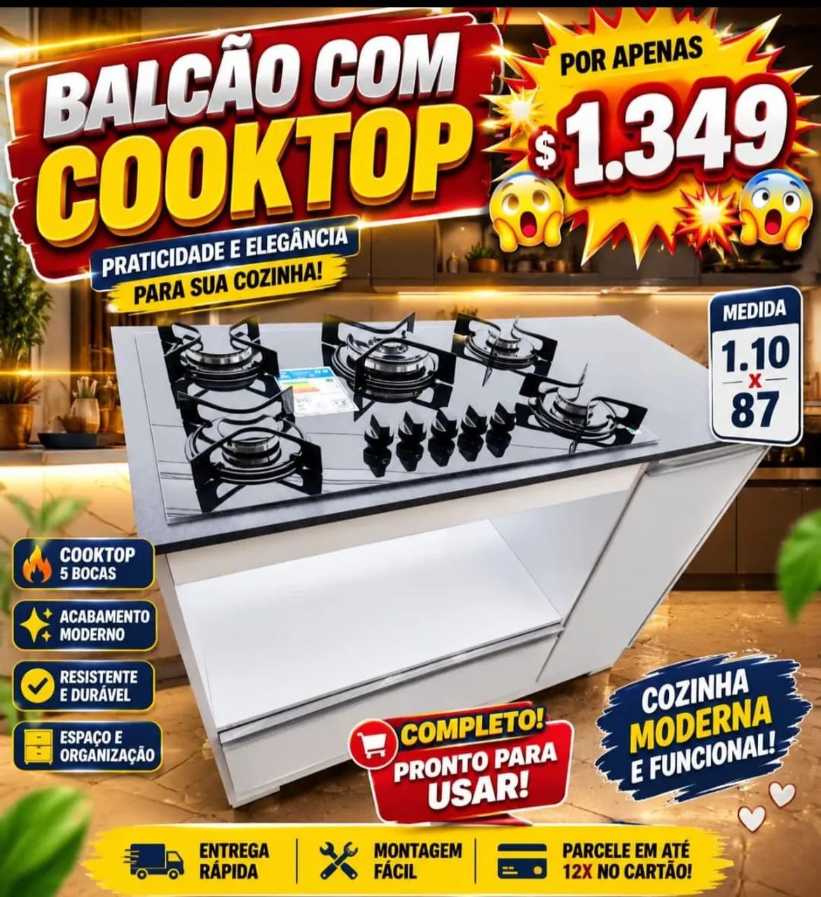 Cooktop com balcão novos