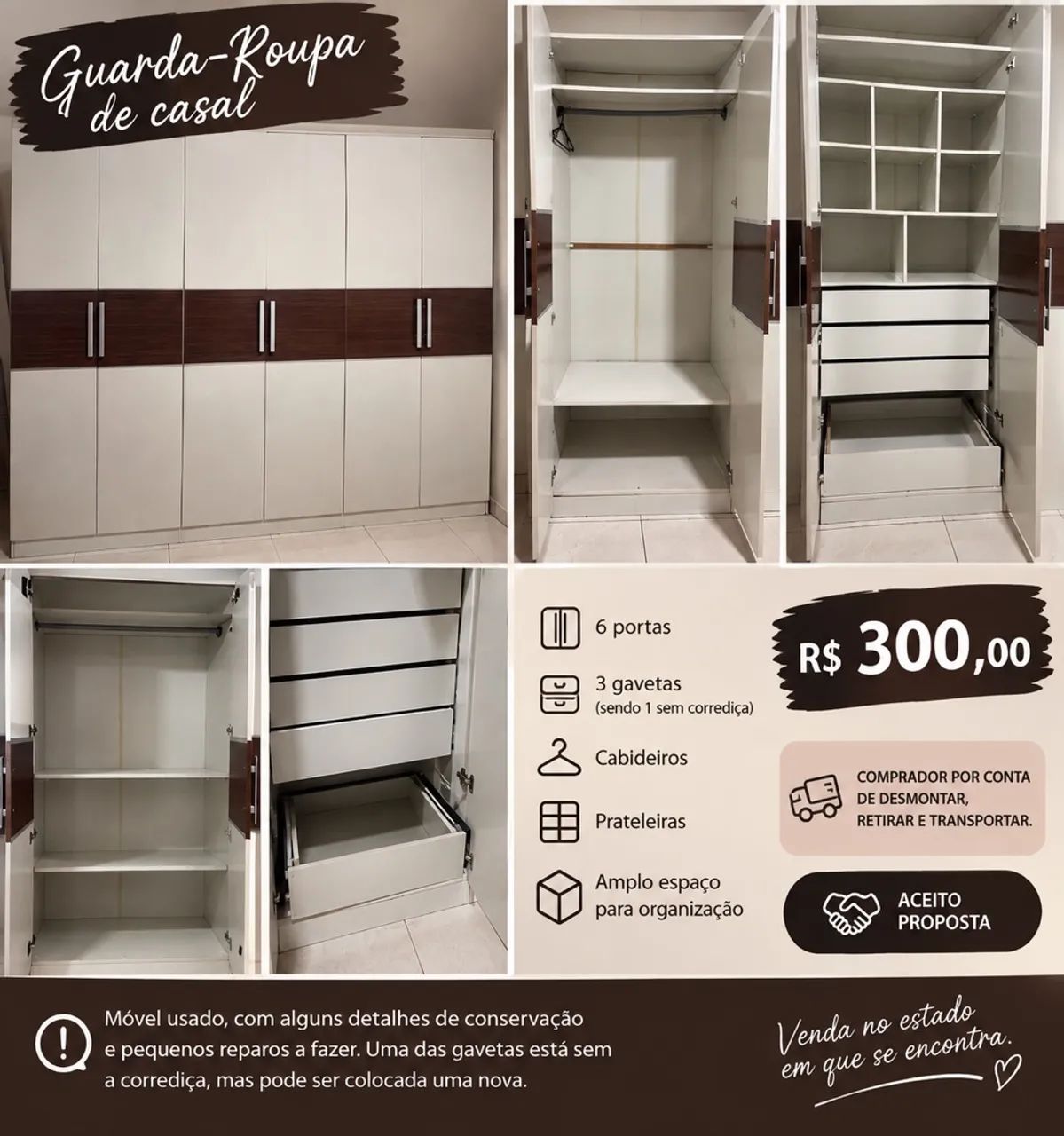 Guarda-roupa de casal grande ? R$ 300