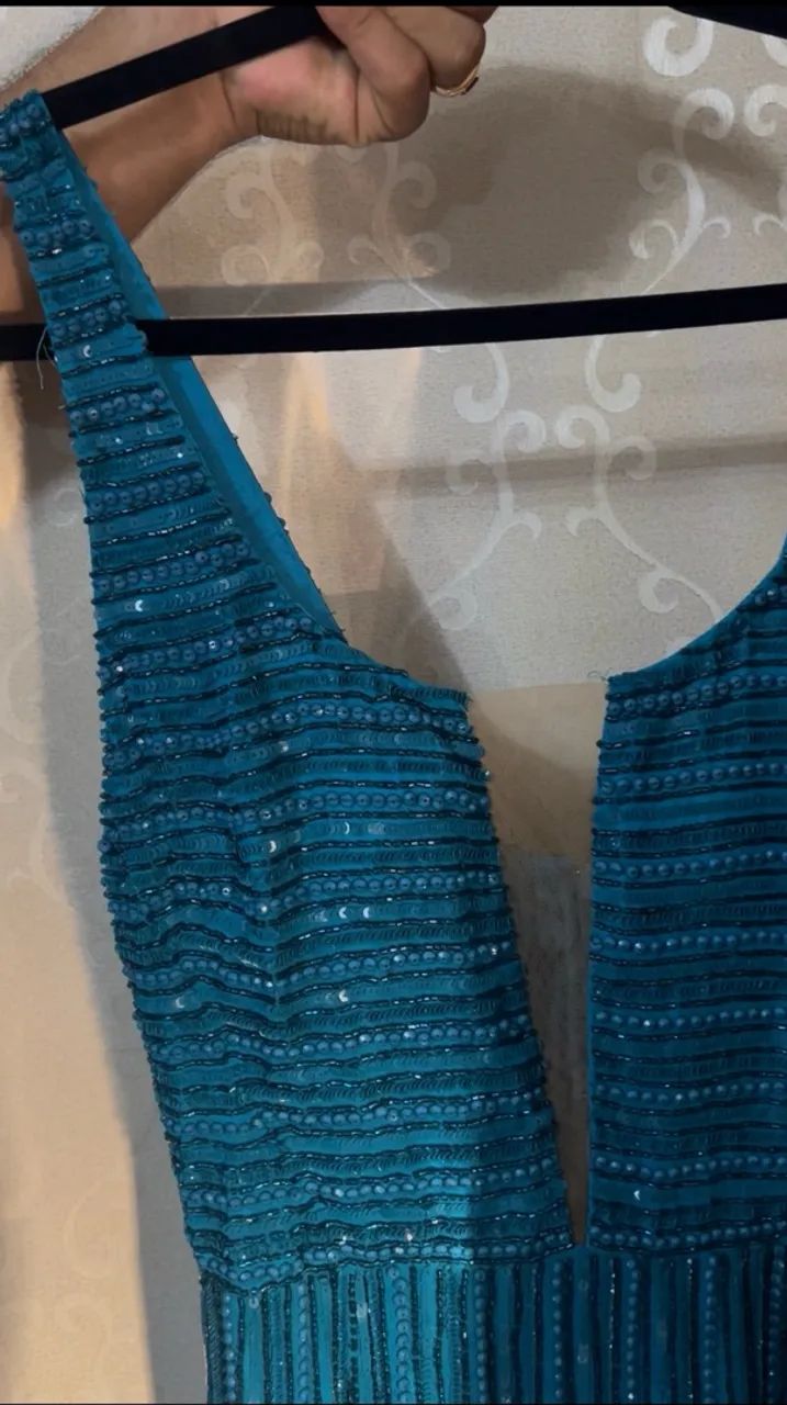 Vestido de festa azul bordado  - Foto 5