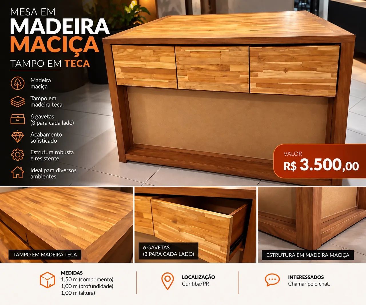 Mesa em madeira  - Foto 2