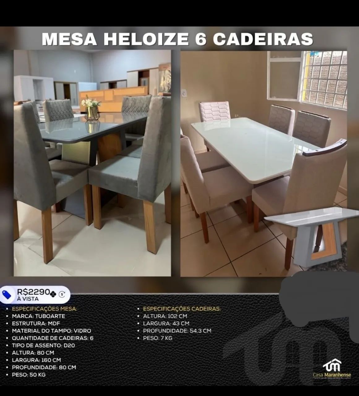 Mesa Heloize 6 cadeiras 