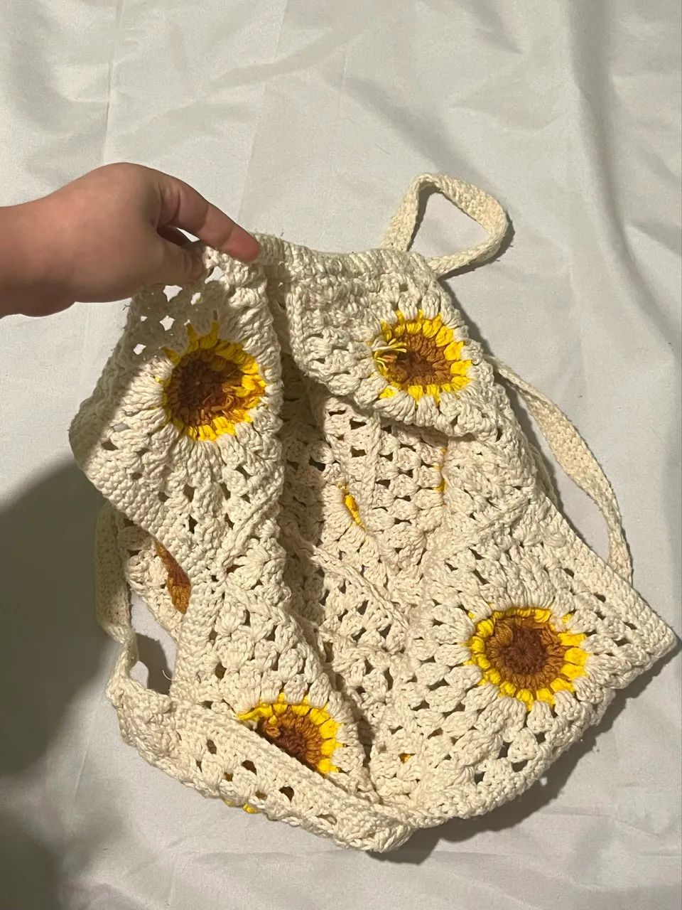 Bolsa de crochê com girassóis - Foto 3