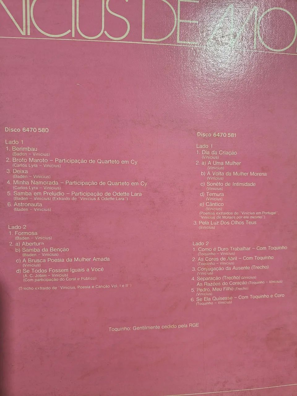 Disco de vinil LP Vinícius de Moraes - Foto 5