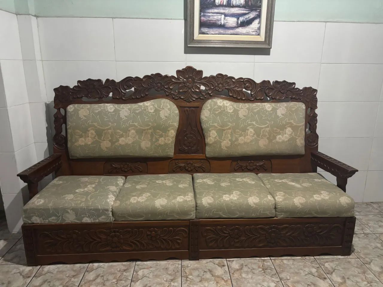 Conjunto de Sofá Rústico de Madeira - Foto 4