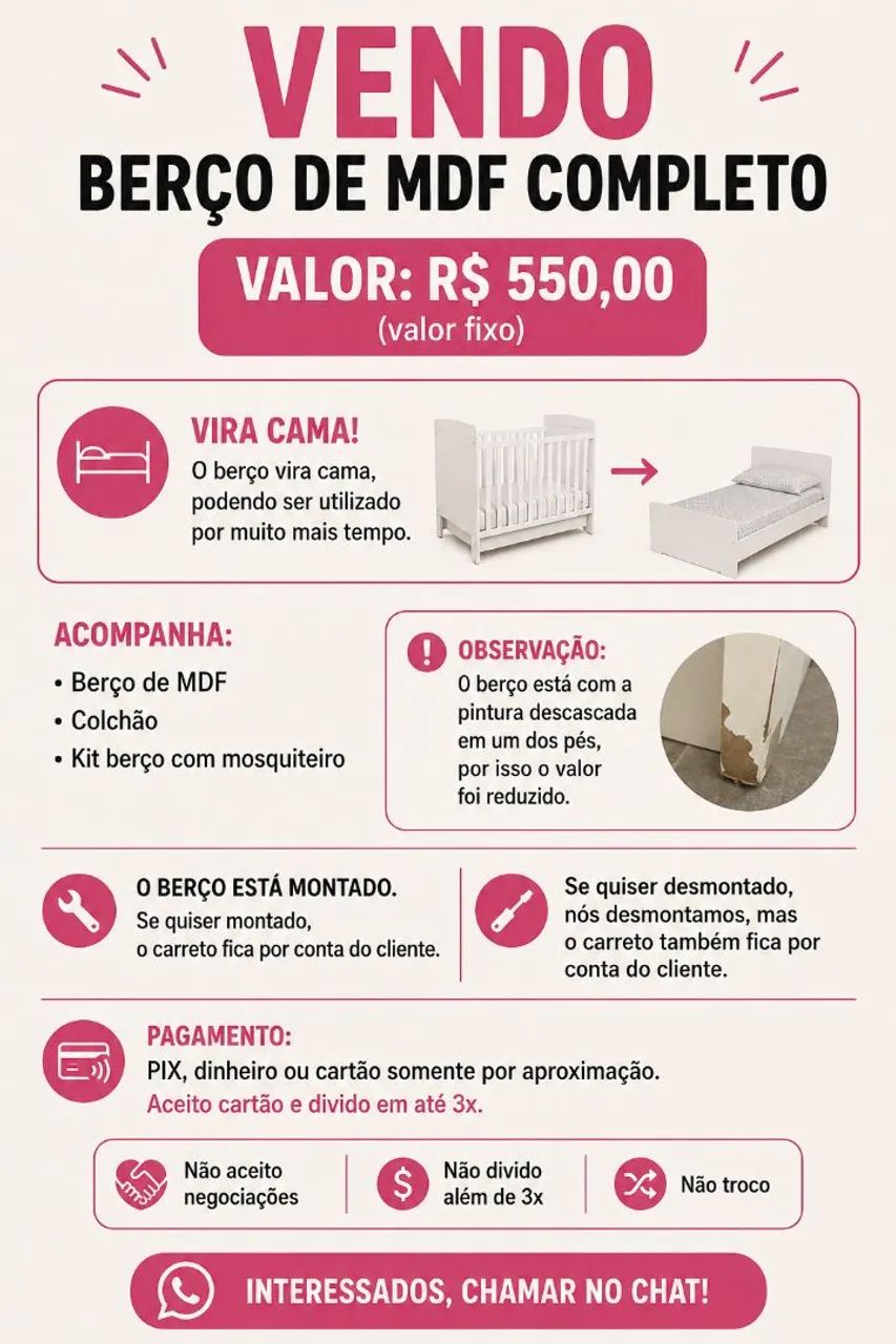 VENDO BERÇO QUE VIRA CAMA