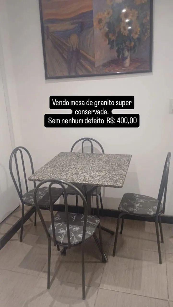 Mesa de granito com 4 cadeiras 