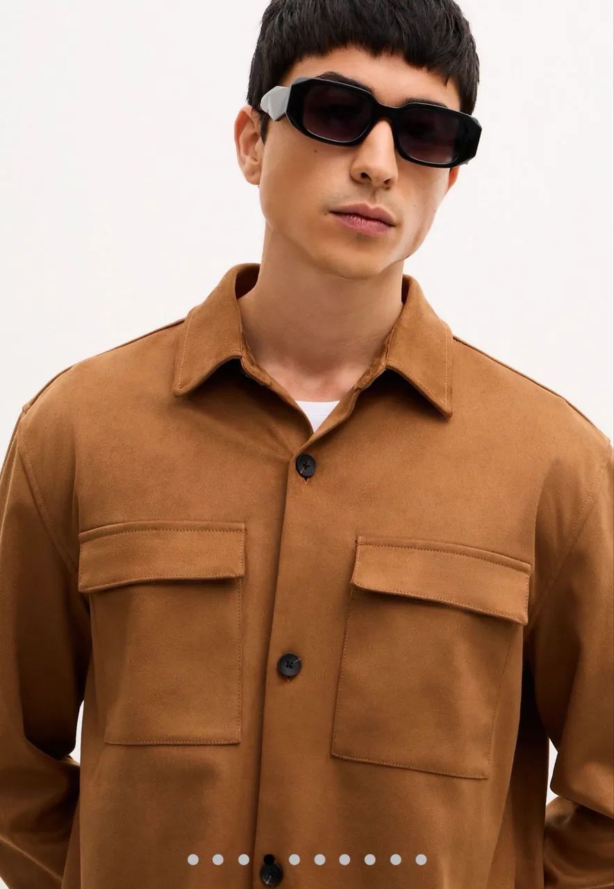 Jaqueta Overshirt em Suede Liso - Foto 2