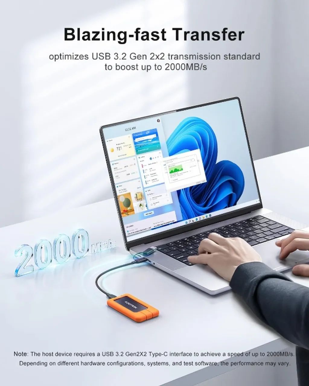 SSD Externo 1Tb Usb 3.0 e Tipo-C leitura 2200Mbps - Foto 2