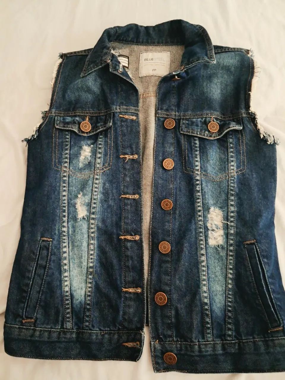 Jaqueta jeans customizada P estilosa