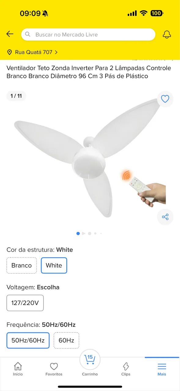 Ventilador de teto USADO