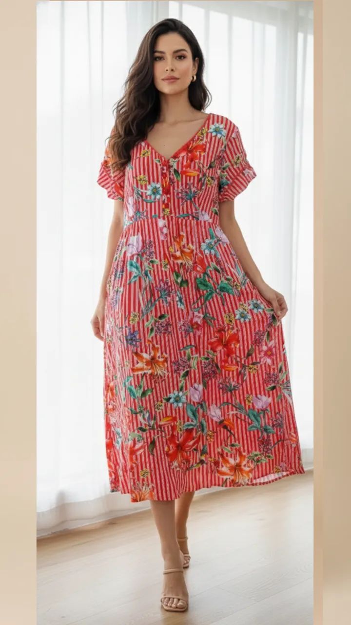 Vestido vermelho estampado  - Foto 3