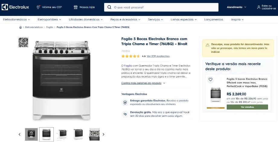 Fogão 5 Bocas Electrolux Branco com Tripla Chama e Timer (76UBQ) - Bivolt - Foto 4