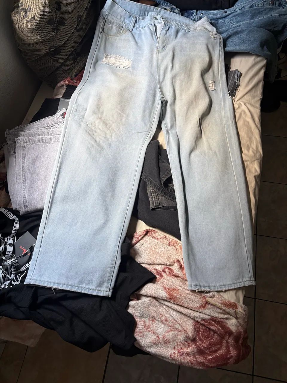 dirty wide leg jeans