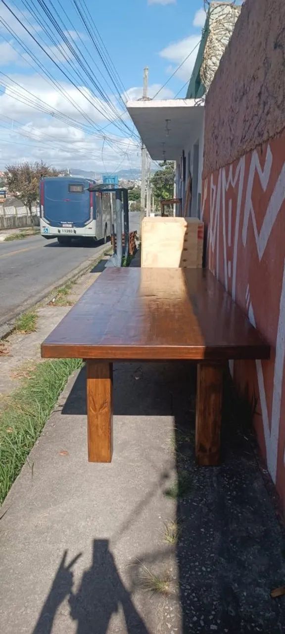 Mesa de madeira maciça 3x100 invernizado  - Foto 2