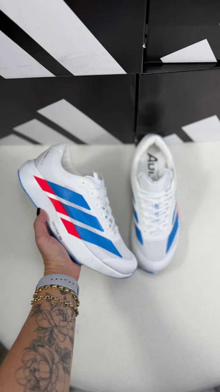 Tênis Adidas Adizero Masculino Importado Cor: Branco/Azul - Disponível 38 ao 43 - Foto 3