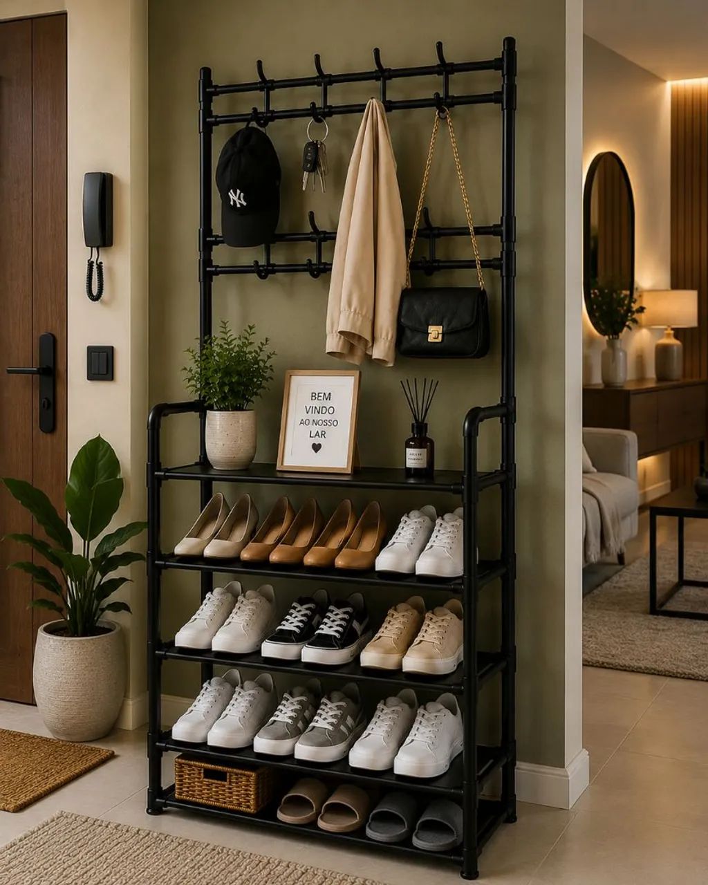 Sapateira com Cabideiro Moderna Organize Sua Casa com Estilo e Praticidade - Foto 2