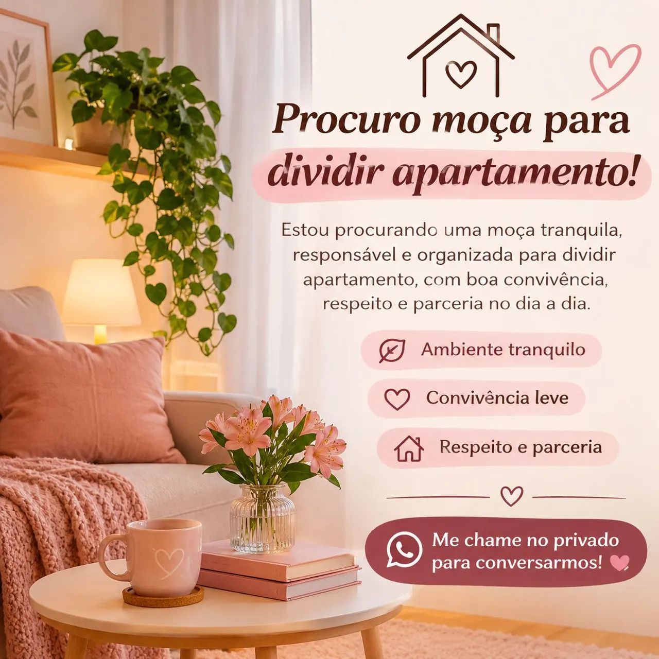 ? Procuro moça para dividir apartamento
