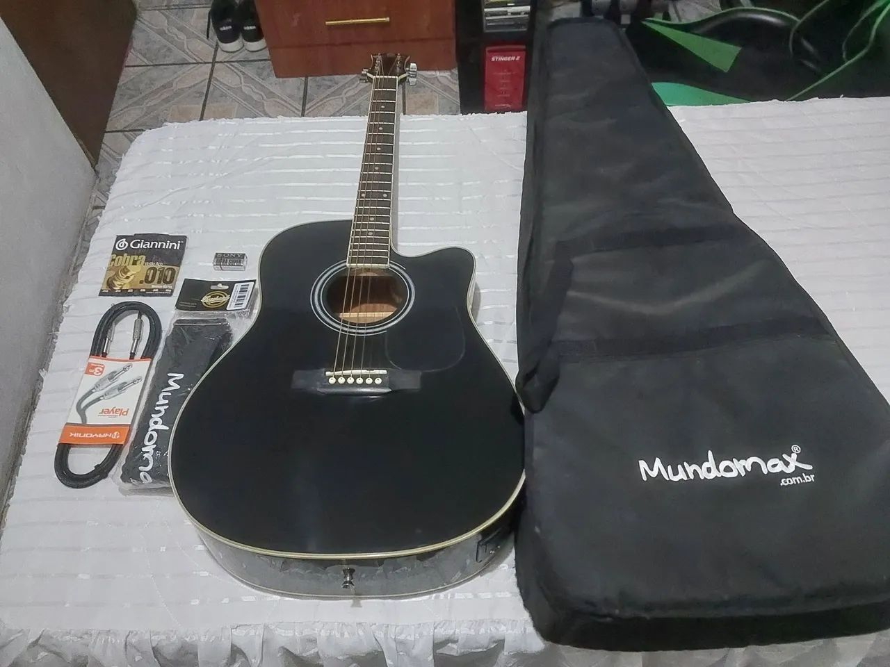 Kit Violão Harmonics Elétrico Acústico GE30BK