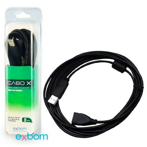 Cabo Extensor Usb 2.0 Am+af 5 Metros Com Filtro Exbom Cbx-u2amaf50