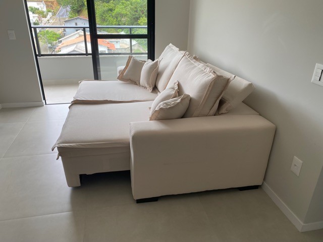 Sofa Retrátil e Reclinável com Molas Cama inBox Premium 2,32m tecido em linho Bege Claro - Foto 6