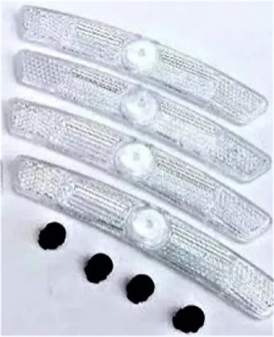 4 Refletores Brancos De Raios C/ Fixador Para Bicicleta