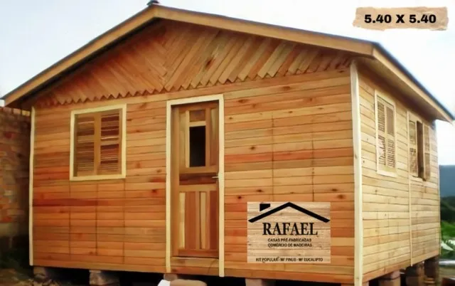 Casa Pré-Fabricada 5.4x5.4 Macho Fêmea de Eucalipto com Banheiro