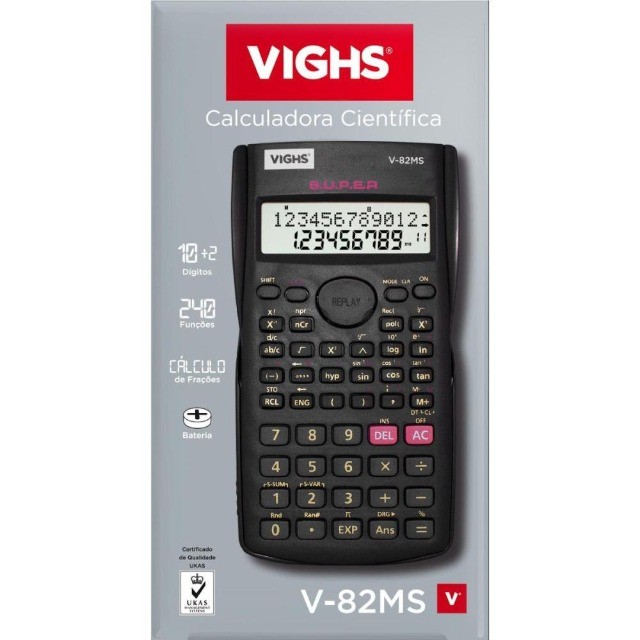 Calculadora Cientifica 12 dígitos V-82ms Preta Vighs 240 funções