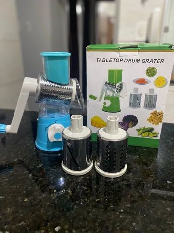Tabletop Cortador Fatiador 3 Laminas Ralador Verdura Legumes 3 em 1 Manual com manivela
