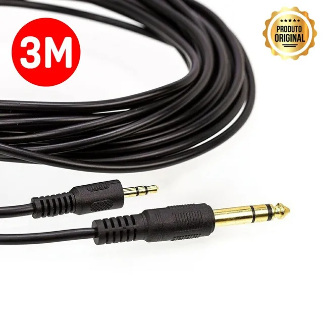Cabo de Audio Auxiliar P2 para P10 Estéreo 3 Metros