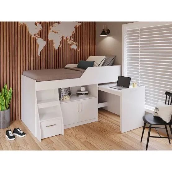 Cama solteiro Bruna com escrivaninha - FRETE GRÁTIS 