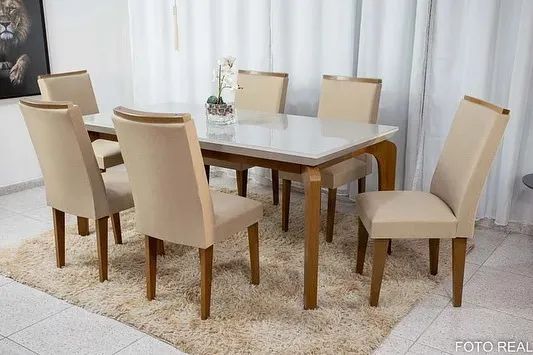 sala mesa jantar tampo de vidro  6 cadeiras  - Foto 4