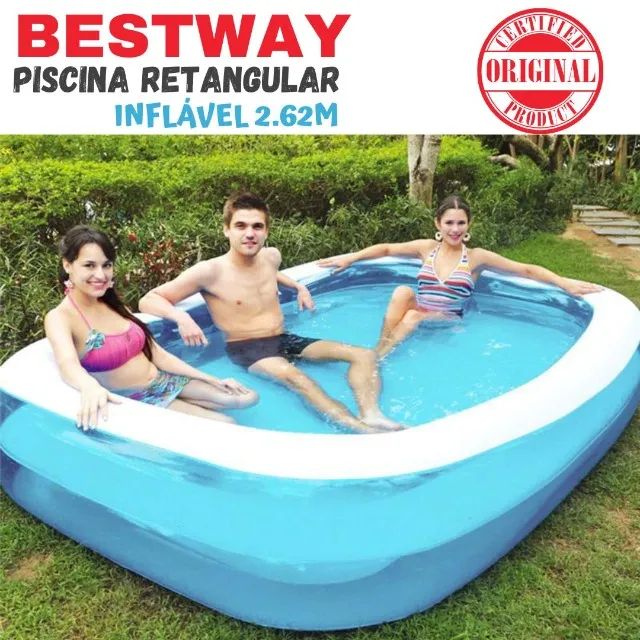 PISCINA RETANGULAR  INFLÁVEL 2.62M X 1.75M X  51 CMS DE ALTURA DE COMPRIMENTO  - Foto 4