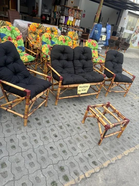 Conjunto de poltrona de bambu  - Foto 2