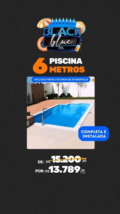 Ana:Piscina 6m completa e Instalada - Divinópolis