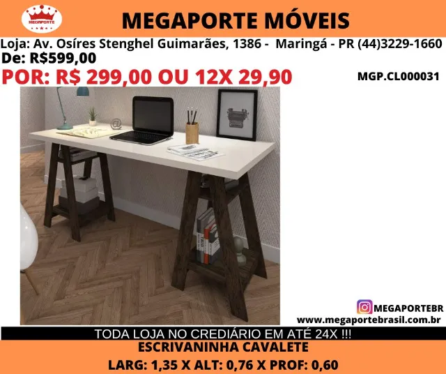 Escrivaninha 1,35 com Cavalete