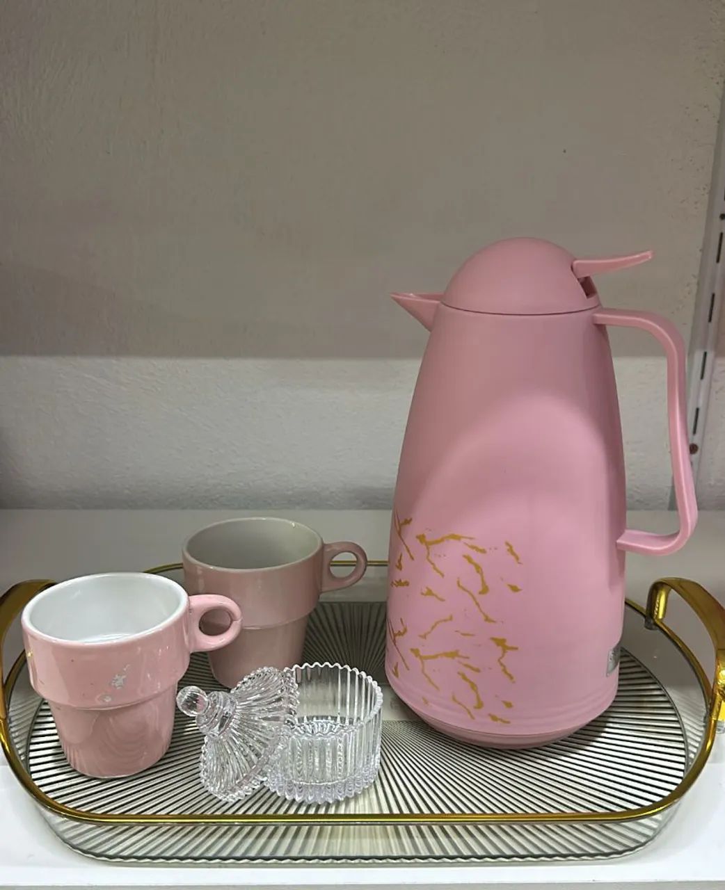 Kit Garrafa Térmica 1 Litro + 2 Canecas Porcelana - Foto 3