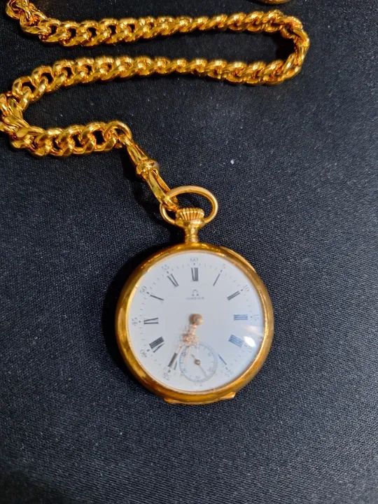 RELÓGIO DE BOLSO OMEGA GRAND PRIX PARIS 1900 EM OURO 18K