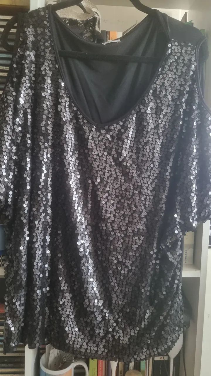 Blusa de paetés Preta G1 - Foto 2