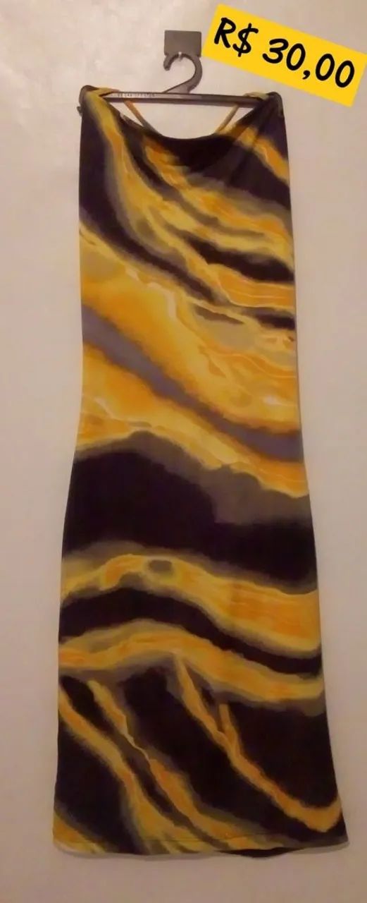 Vestido Halter Estampa Marmorizada | Tons Mostarda - Foto 5
