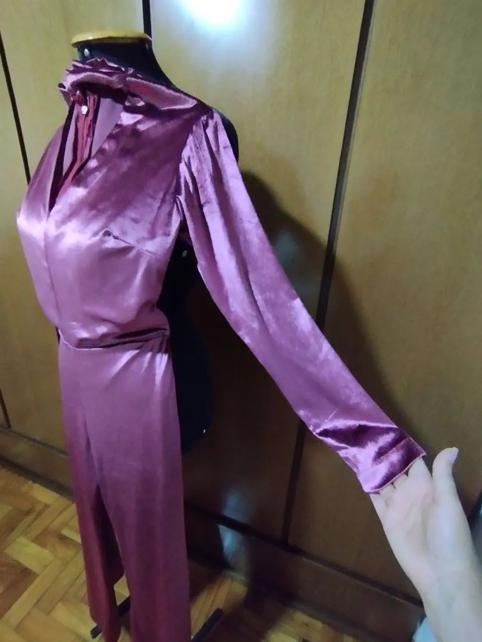 Macacão Longo de Veludo Rosa - Foto 2